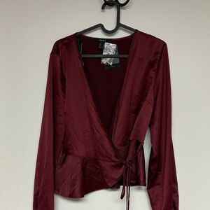 Forever 21 Burgundy Wrap Blouse